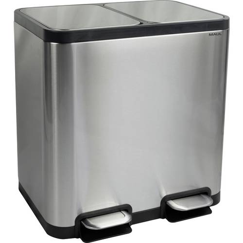 Maul 9502294 Mülleimer 40 l Edelstahl (B x H x T) 460 x 492 x 378 mm Schwarz, Silber 1 St.