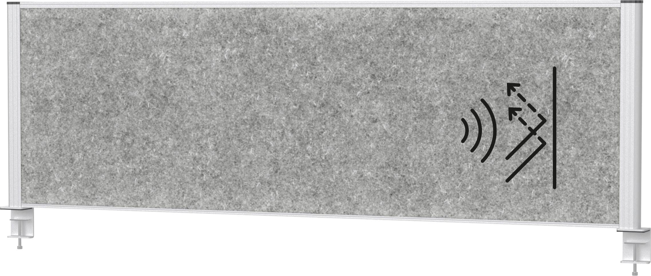 Maul 9751695 Tischtrennwand Vlies Dunkelgrau, Silber