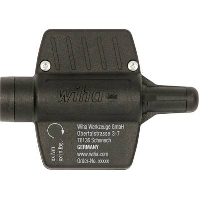 Ein schwarzes Turbotreiber-Werkzeug mit Etikett Wiha Werkzeuge GmbH. Enthält Kontaktinformationen und eine Webseitenadresse.