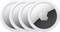 Vier abgerundete, scheibenförmige Geräte mit einem zentralen Logo, wahrscheinlich verwendet zur Standortverfolgung oder zum Auffinden von Gegenständen.