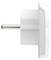 Ein weißer europäischer Stromstecker-Adapter von der Seite betrachtet, der eine metallische Zinke und minimales Design zeigt, verwendet zur Stromumwandlung.