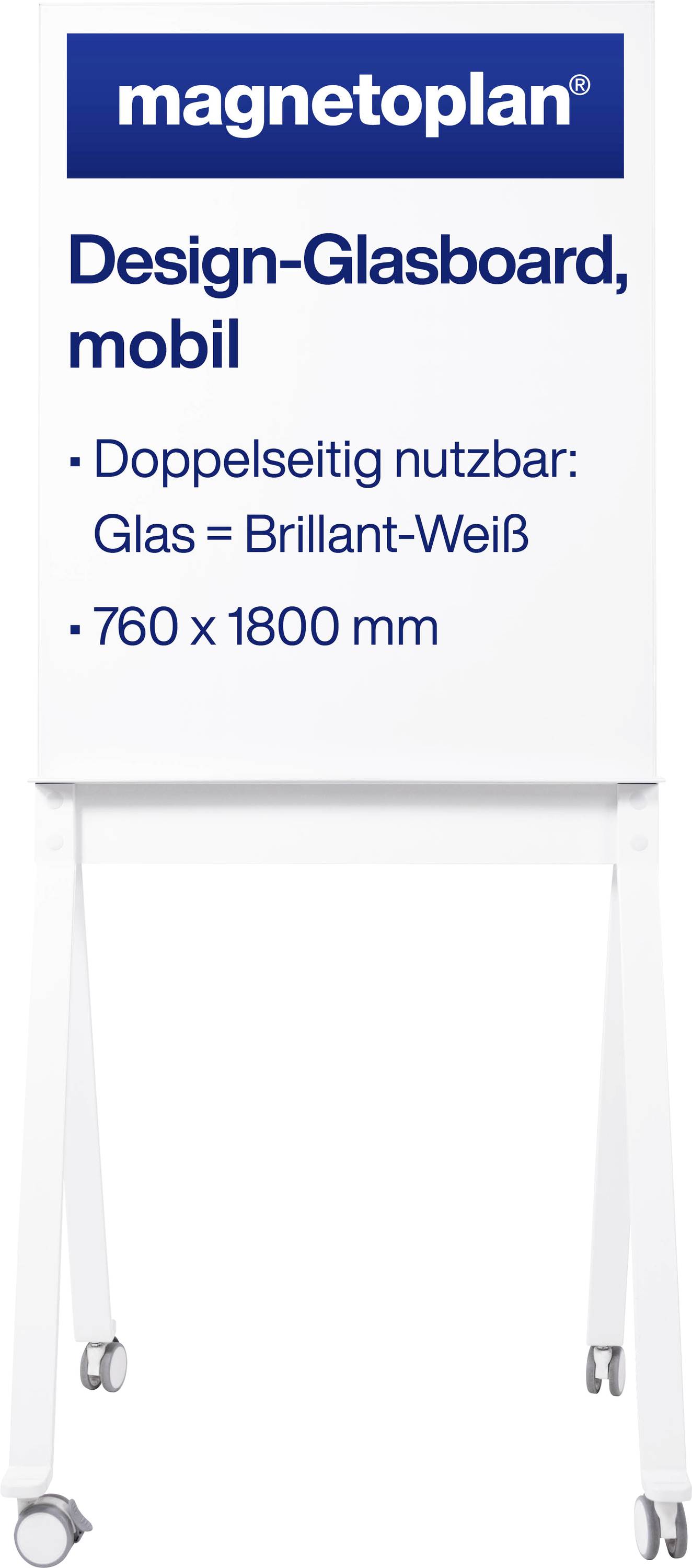 magnetoplan Glas-Magnetboard mobiles Glasboard (B x H) 76 cm x 180 cm Weiß