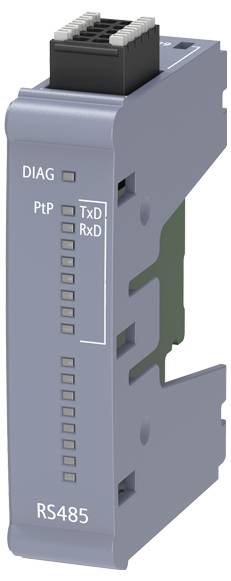 RS485-Kommunikationsmodul mit Diagnose-LEDs mit den Bezeichnungen „DIAG", „PtP", „TxD" und „RxD".