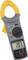 Ein digitales Stromzangenmessgerät mit grauem Gehäuse, orangefarbenen Backen und einem Display, das „20,3" anzeigt. Es misst elektrischen Strom, Spannung und Widerstand.