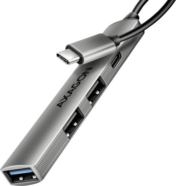AXAGON HUE-STC USB-Hub 4 Port USB-C®, USB-A USB 3.2 Gen1 5 GBit/s mit Aluminiumgehäuse Silber