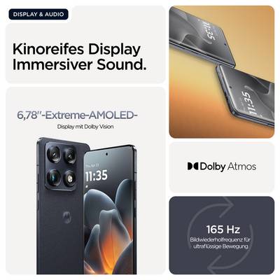 'Smartphone mit 6,78"-Extreme-AMOLED-Display und Dolby Vision. Dolby Atmos und 165 Hz Bildwiederholfrequenz für flüssige Bewegung.'