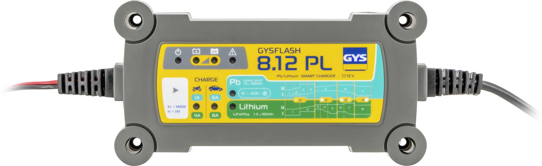 GYS GYSFLASH 8.12 PL 069282 Automatikladegerät, Werkstattladegerät, Kfz-Ladegerät 12 V 1 A, 4 A, 8 A