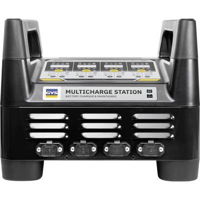 Batterieladegerät mit vier Anschlüssen mit den Bezeichnungen „1", „2", „3" und „4", Marke „GYS MULTICHARGE STATION", wird zum Laden und Warten von Batterien verwendet.