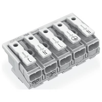 Technische Zeichnung eines Steckverbinders mit Abmessungen: 14,3 mm breit, 15,8 mm hoch. Stiftlänge beträgt 6,3 mm und der Abstand beträgt 5 mm.