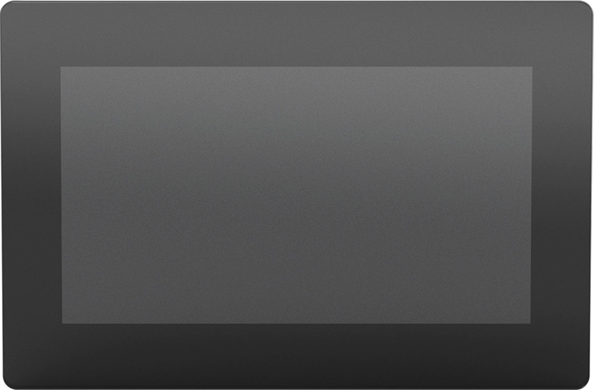 Eine elegante, moderne schwarze Mikrowelle mit einer großen rechteckigen Glastür, geeignet für zeitgenössische Kücheneinrichtungen.