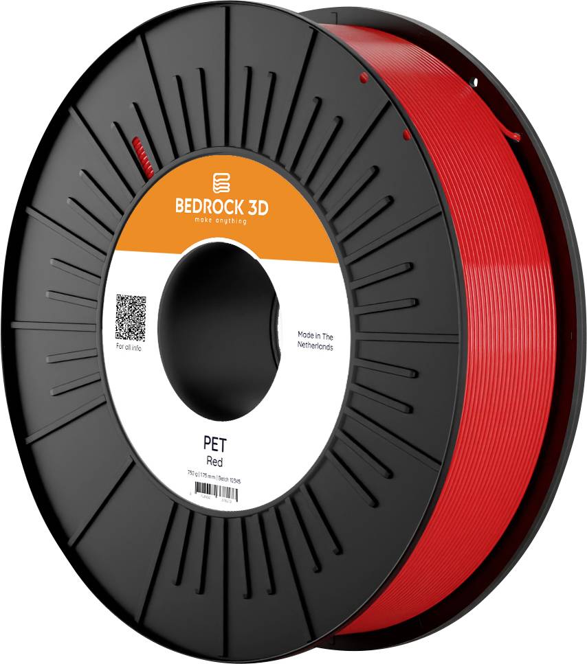 BEDROCK 3D Pet-0314b075 PET Red 2.85 mm 750 g Filament PET 2.85 mm 750 g Rot 1 St.