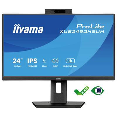 Seitenansicht eines schlanken, modernen Computermonitors auf einem Ständer, der sein dünnes Profil und minimalistisches Design hervorhebt.