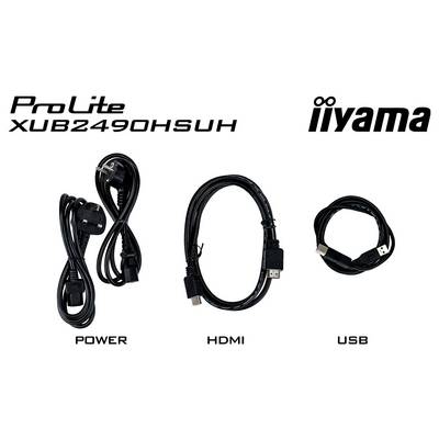 Iiyama ProLite T5529AS Monitor-Kabel: Stromkabel, HDMI- und RS-232C-Kabel werden angezeigt, die für Konnektivität und Einrichtung unverzichtbar sind.
