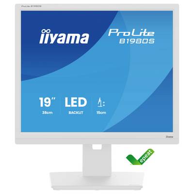 Iiyama ProLite B1980S Computermonitorbildschirm mit Anzeige von „19" LED-Hintergrundbeleuchtung 15cm" mit grünem EPEAT-Zertifizierungslogo.