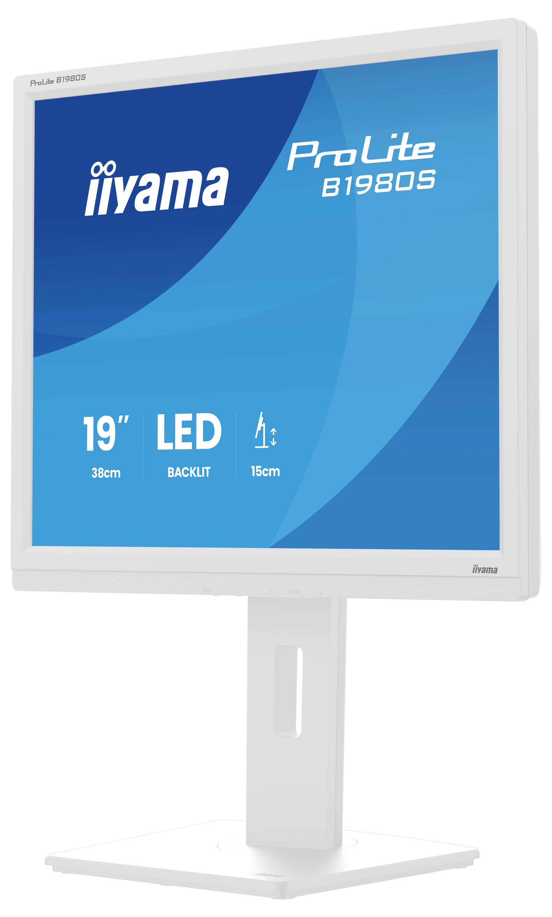 Das Bild zeigt einen iiyama ProLite B1980S Monitor mit einem 19-Zoll LED-Backlight-Bildschirm.