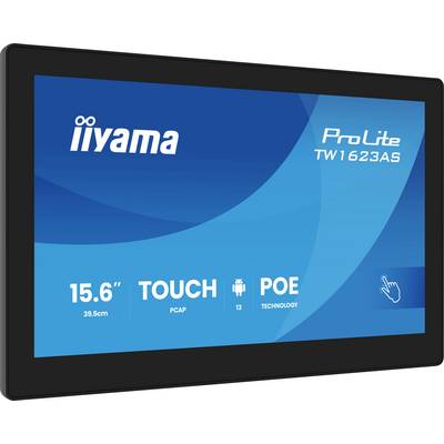 „iiyama" ProLite TW1623AS Touchscreen-Display, 15,6 Zoll (39,5 cm), PCAP-Touchscreen-Technologie, Power over Ethernet (POE) kompatibel.