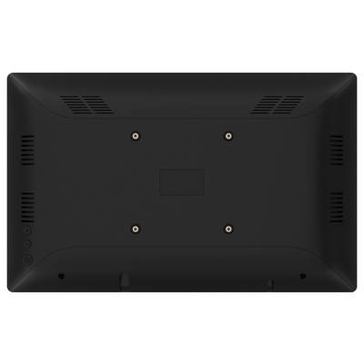 Ein weißer iiyama-Monitor von hinten, der den Ständer und den Montagebereich zeigt.