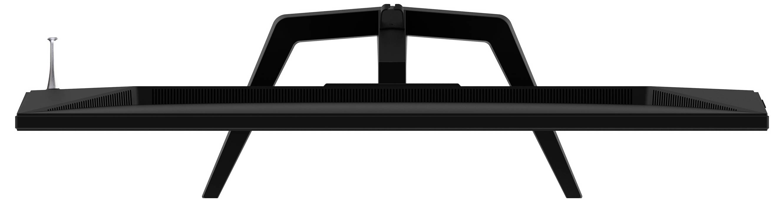 'Rückansicht eines eleganten schwarzen Computermonitors mit minimalistische Halterung.'