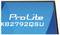 'ProLite XB2792QSU' Text auf einem blauen Bildschirm mit einem Teil des dünnen, schwarzen Monitorrahmens, der an der rechten Kante sichtbar ist.