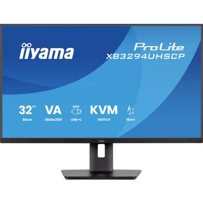 iiyama ProLite XB3294UHSCP Monitor mit 32-Zoll-4K-Display, VA-Panel, USB-C, KVM-Schalter und Höhenverstellungsfunktionen.