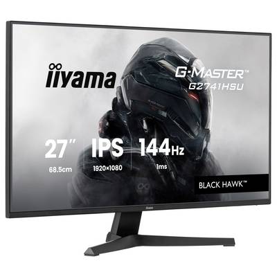 Ein 27-Zoll-iiyama G-Master-Monitor mit 144-Hz-Aktualisierungsrate, 1-ms-Reaktionszeit und IPS-Panel. Modellname: G2741HSU, Black Hawk.