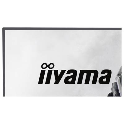 Ein Monitor zeigt das „iiyama"-Logo in Schwarz auf hellem Hintergrund an.