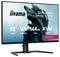 Ein 32-Zoll-Monitor mit der Bezeichnung "iiyama G-Master Red Eagle" mit folgenden Funktionen: VA-Panel, 3840x2160-Auflösung, 144Hz Bildwiederholfrequenz, 0,6ms Reaktionszeit, KVM-Schalter.