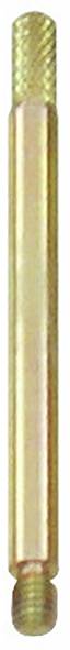 Eine goldfarbene Metallstift mit Gewinde an beiden Enden.