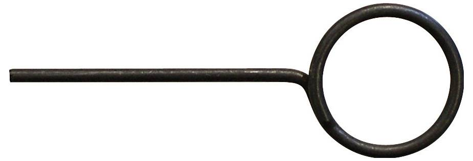 Eine Metallstift mit einer kreisförmigen Schlaufe an einem Ende, die als Befestigungs- oder Sicherungsvorrichtung verwendet wird.