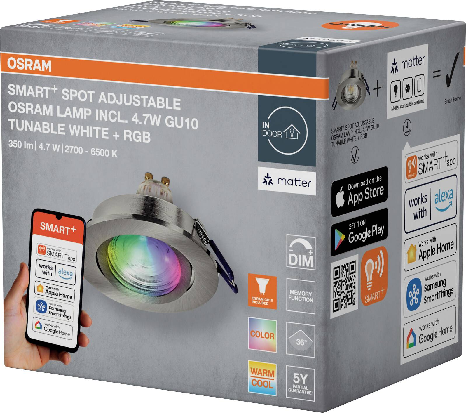 OSRAM HOMELIGHTING 4058075853775 Deckenstrahler, LED-Deckenstrahler GU10 Satin-Nickel