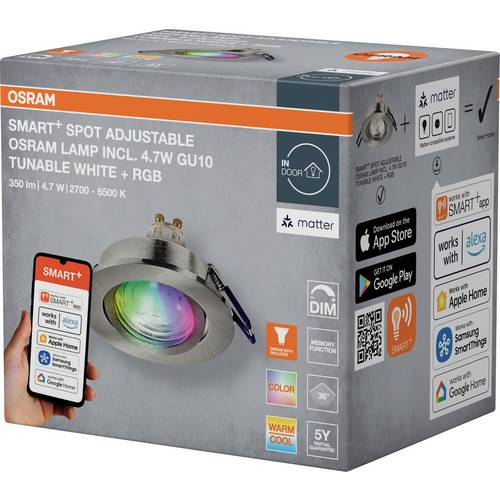 OSRAM HOMELIGHTING 4058075853775 Deckenstrahler, LED-Deckenstrahler GU10 Satin-Nickel