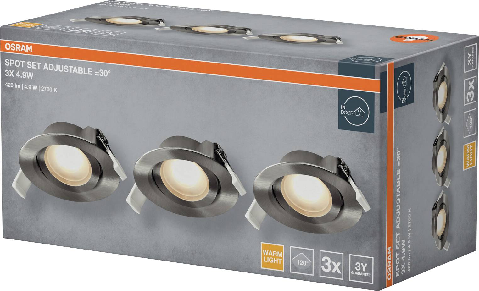 OSRAM HOMELIGHTING 4099854595639 Deckenstrahler, LED-Deckenstrahler Satin-Nickel