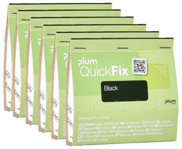 PLUM QuickFix Black 1 Box Nachfüllpackung mit 6x45 Pflastern