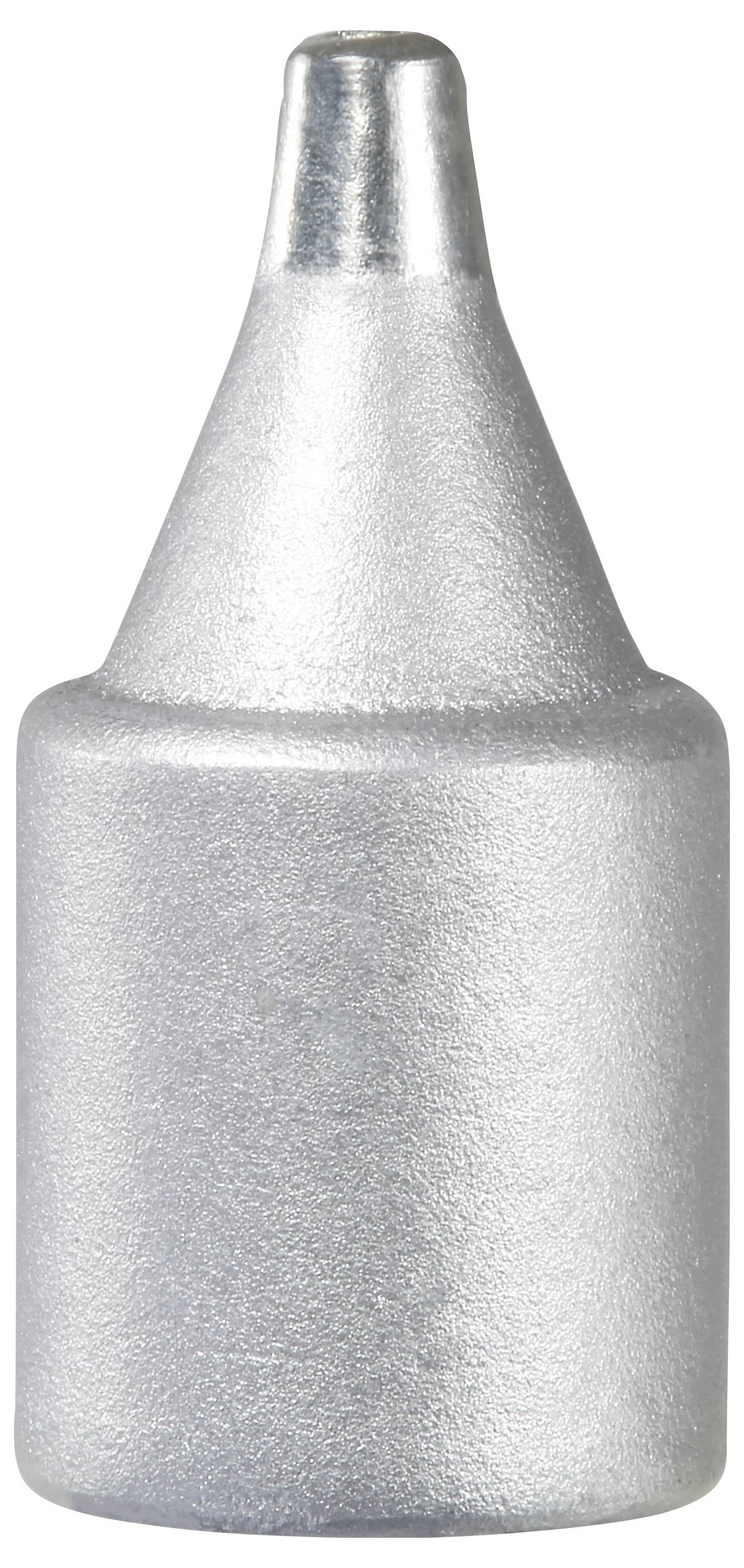 Ein metallischer Eisfischen-Senker mit konischer Oberseite und flacher Basis, der verwendet wird, um Angelschnüre in eisigen Gewässern zu beschweren.