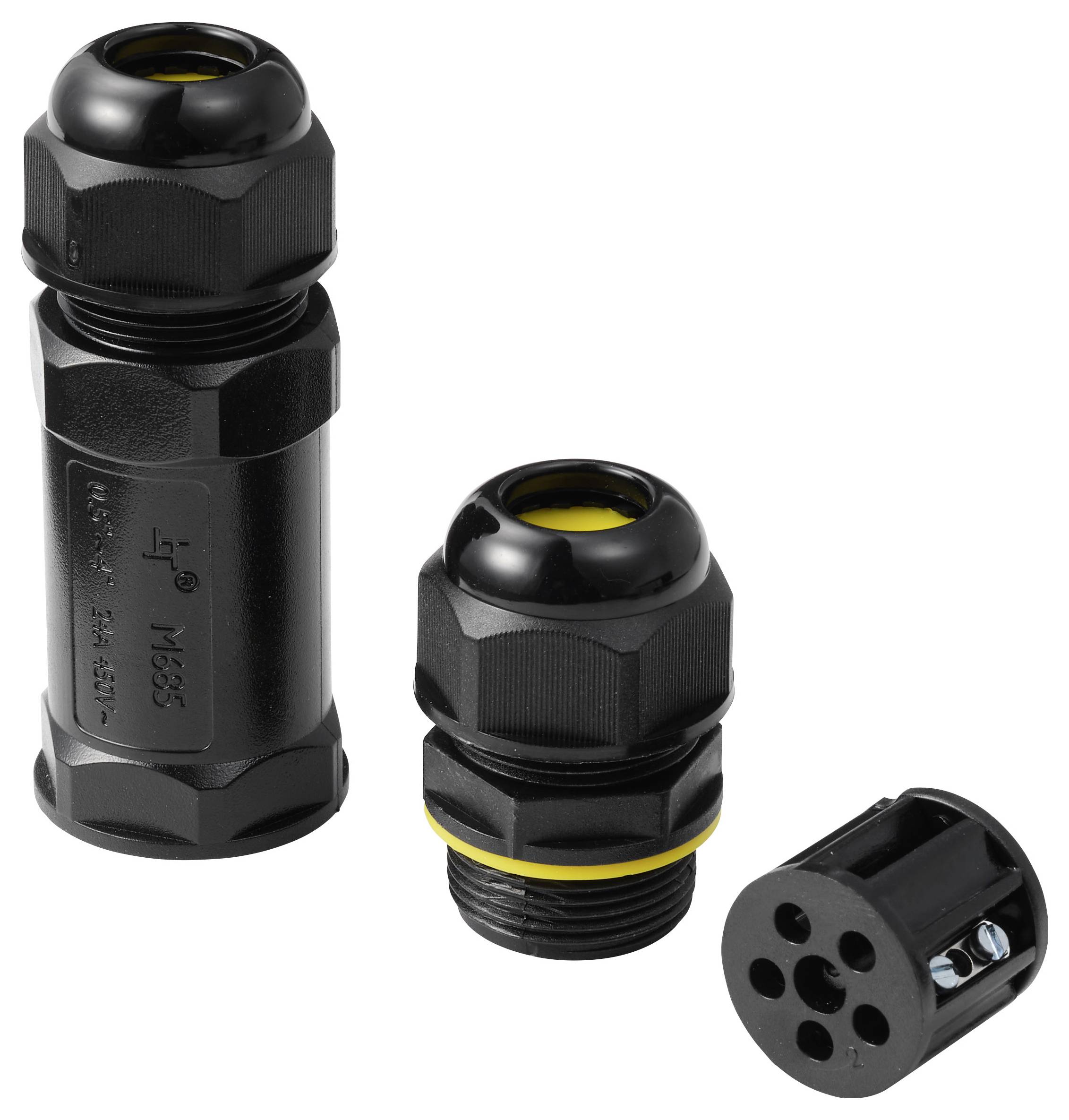 TRU COMPONENTS Kabelverbinder IP68 wasserdicht, Schraubkontakt 3polig, 0,5 - 4,0 mm² TC-14745228 Schwarz TRU COMPONENTS -4