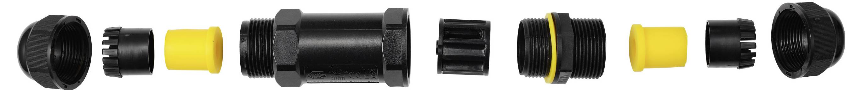 TRU COMPONENTS Kabelverbinder IP68 wasserdicht, Schraubkontakt 3polig, 0,5 - 4,0 mm² TC-14745228 Schwarz TRU COMPONENTS -5