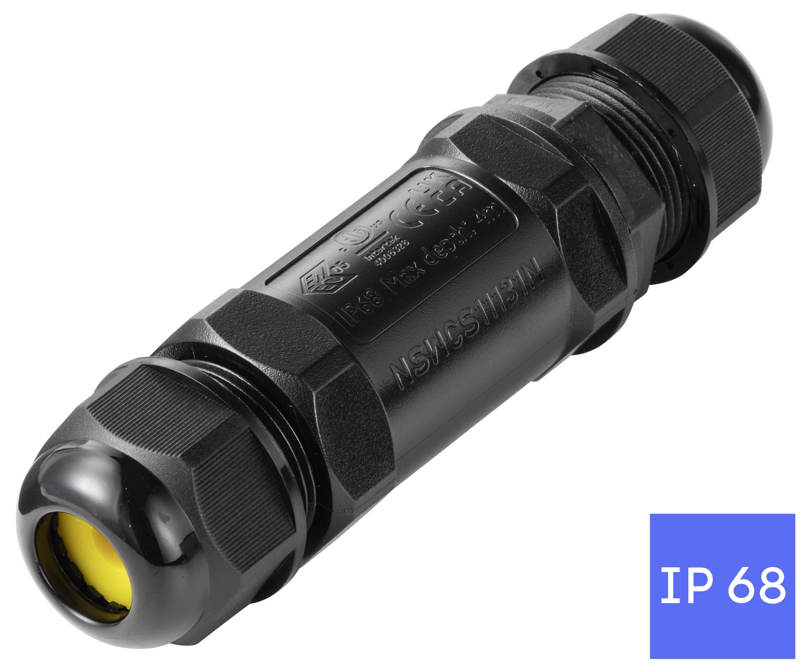 TRU COMPONENTS Kabelverbinder IP68 wasserdicht, Schraubkontakt 3polig, 0,5 - 4,0 mm² TC-14745228 Schwarz TRU COMPONENTS -6