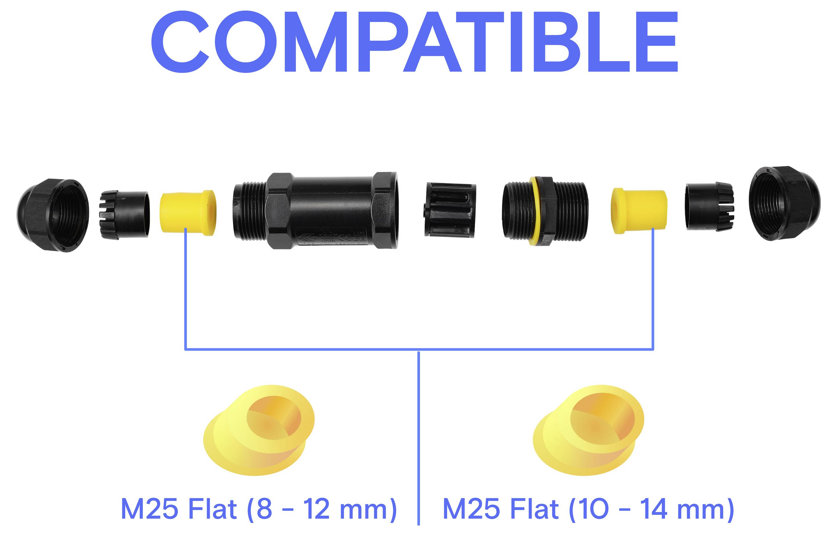 TRU COMPONENTS Kabelverbinder IP68 wasserdicht, Schraubkontakt 3polig, 0,5 - 4,0 mm² TC-14745228 Schwarz TRU COMPONENTS -7