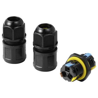 TRU COMPONENTS Kabelverbinder IP68 wasserdicht, push-In 3polig, 0,5 - 2,5 mm² TC-14745240 Schwarz TRU COMPONENTS Inhalt:-4