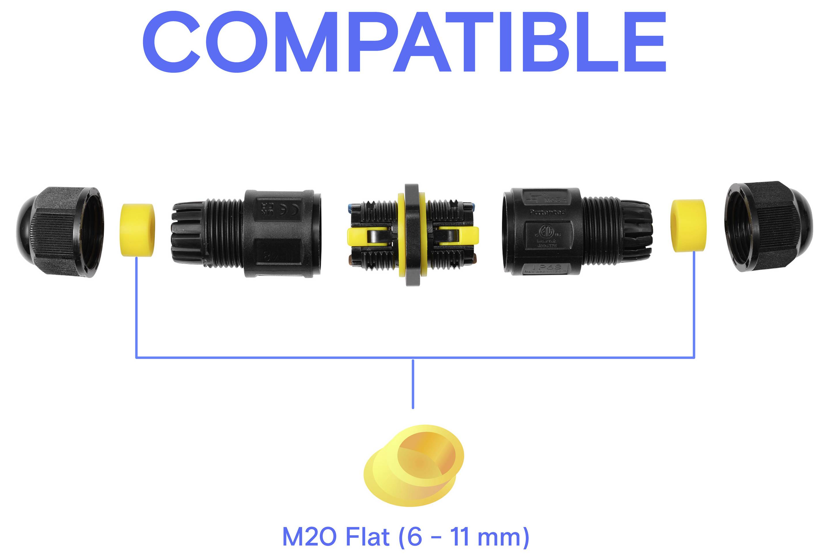 TRU COMPONENTS Kabelverbinder IP68 wasserdicht, push-In 3polig, 0,5 - 2,5 mm² TC-14745240 Schwarz TRU COMPONENTS Inhalt:-7