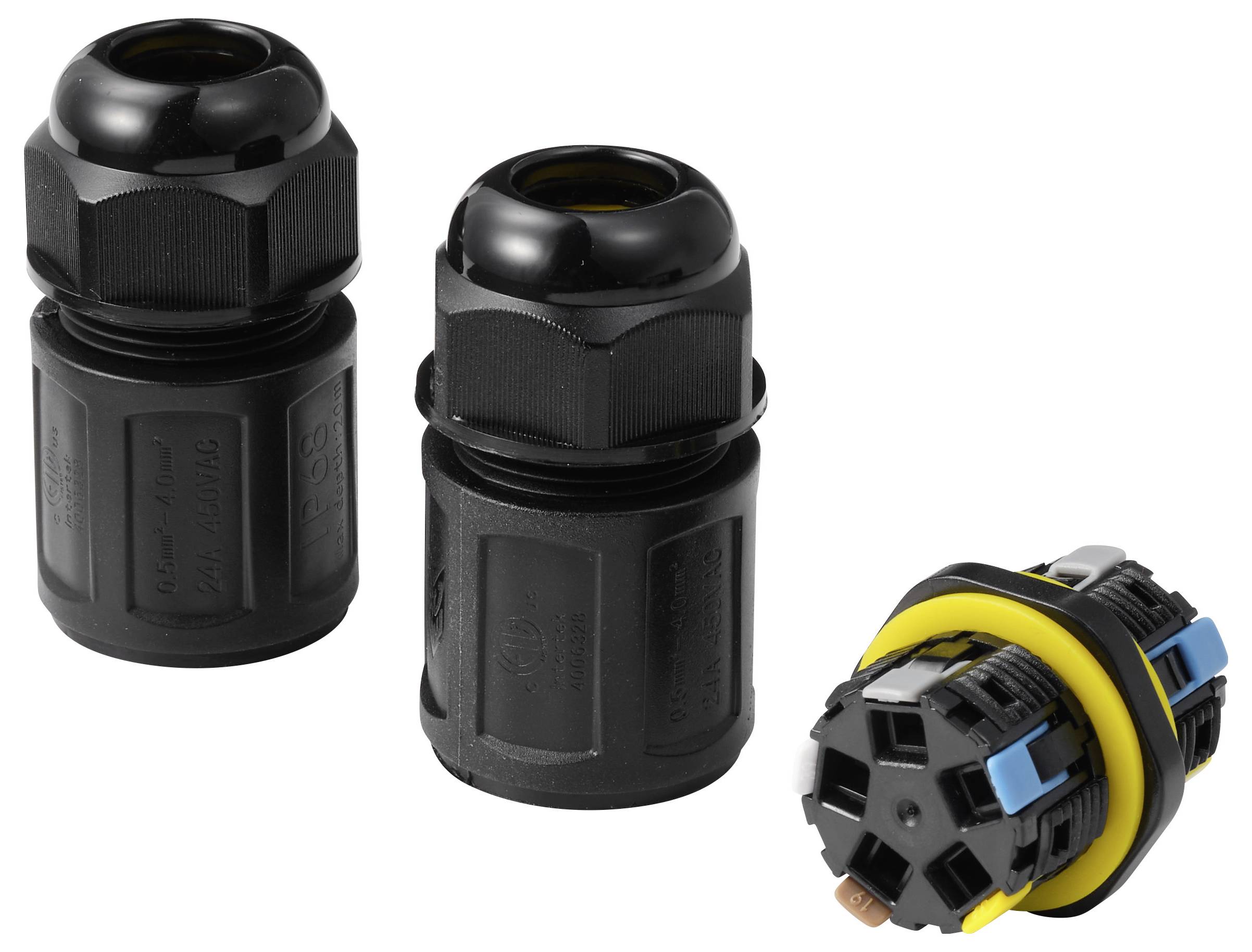 TRU COMPONENTS Kabelverbinder IP68 wasserdicht, push-In 5polig, 0,5 - 4,0 mm² TC-14745244 Schwarz TRU COMPONENTS Inhalt:-4