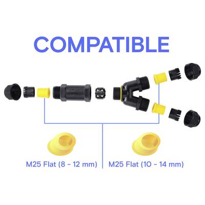 TRU COMPONENTS Y-Kabelverbinder IP68 wasserdicht, 3 Eingänge, Schraubkontakt 3polig, 0,5 - 4,0 mm² TC-14745264 Schwarz T-6