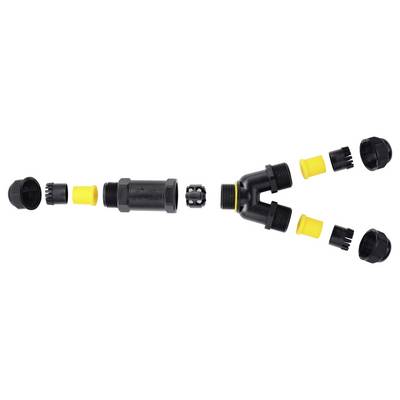 TRU COMPONENTS Y-Kabelverbinder IP68 wasserdicht, 3 Eingänge, Schraubkontakt 5polig, 0,5 - 4,0 mm² TC-14745268 Schwarz T-4