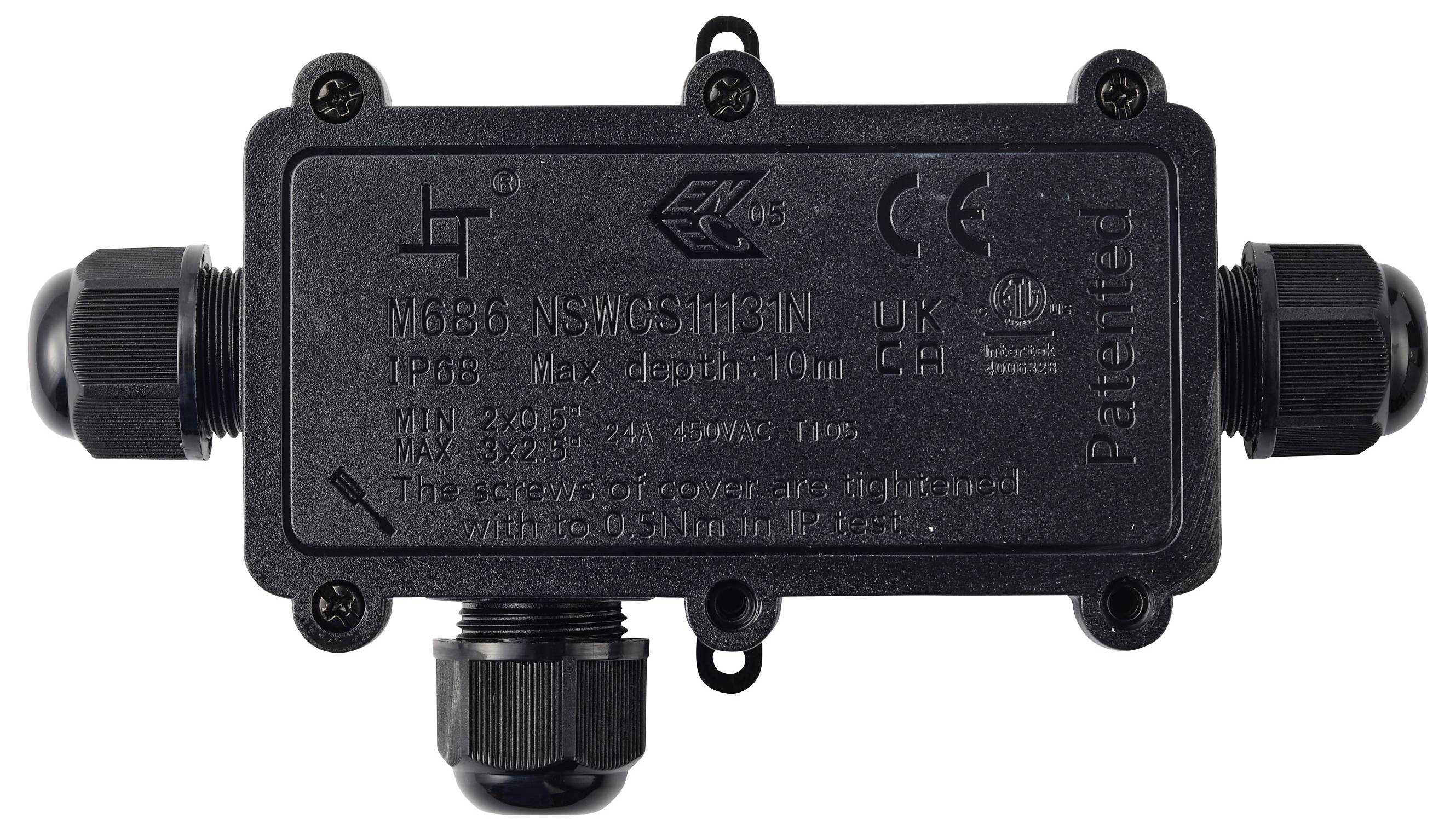 TRU COMPONENTS Abzeigdose IP68 wasserdicht 3 Eingänge, 0,5 - 2,5 mm² TC-14745272 Schwarz TRU COMPONENTS Inhalt: 1 St.-1