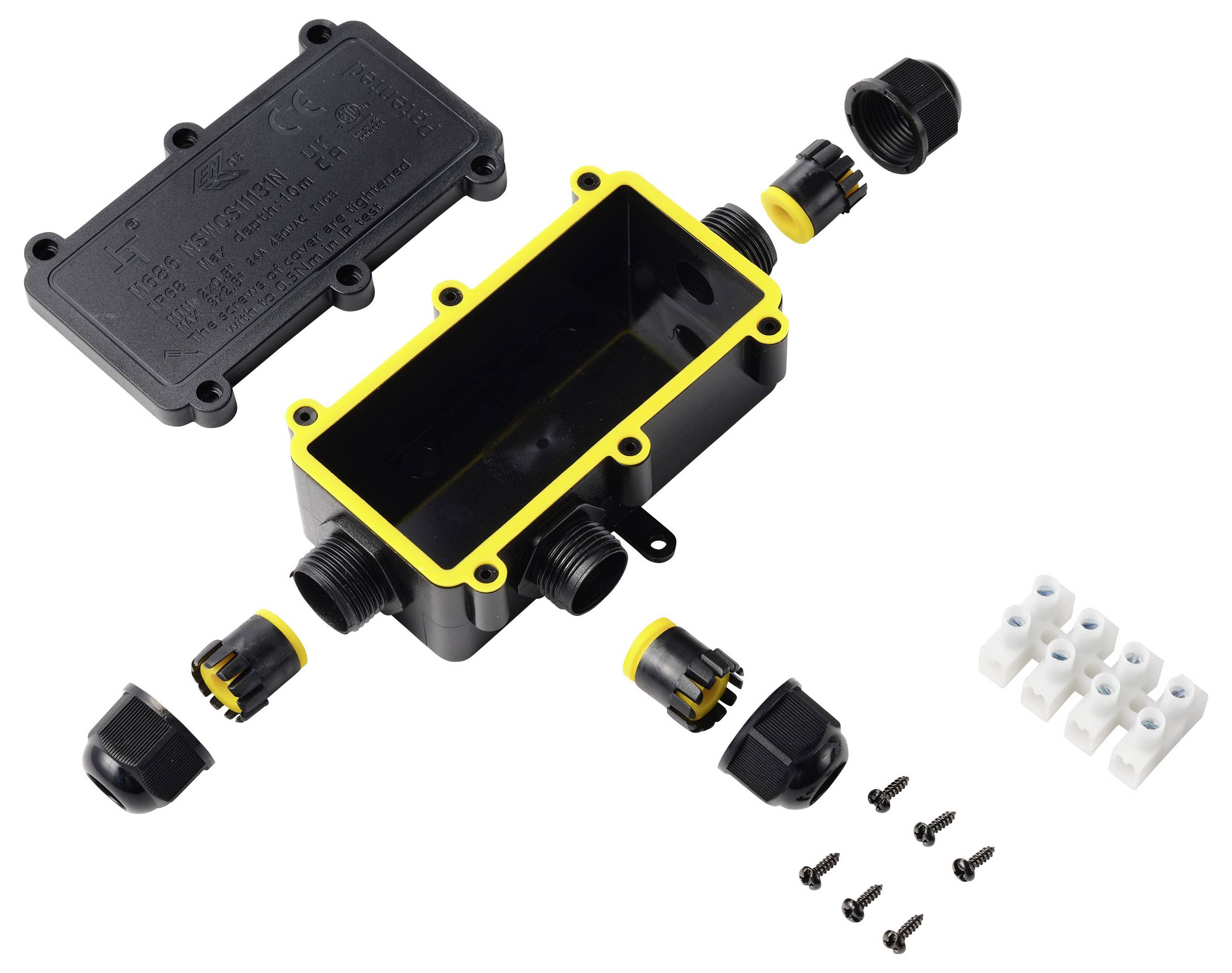 TRU COMPONENTS Abzeigdose IP68 wasserdicht 3 Eingänge, 0,5 - 2,5 mm² TC-14745272 Schwarz TRU COMPONENTS Inhalt: 1 St.-3
