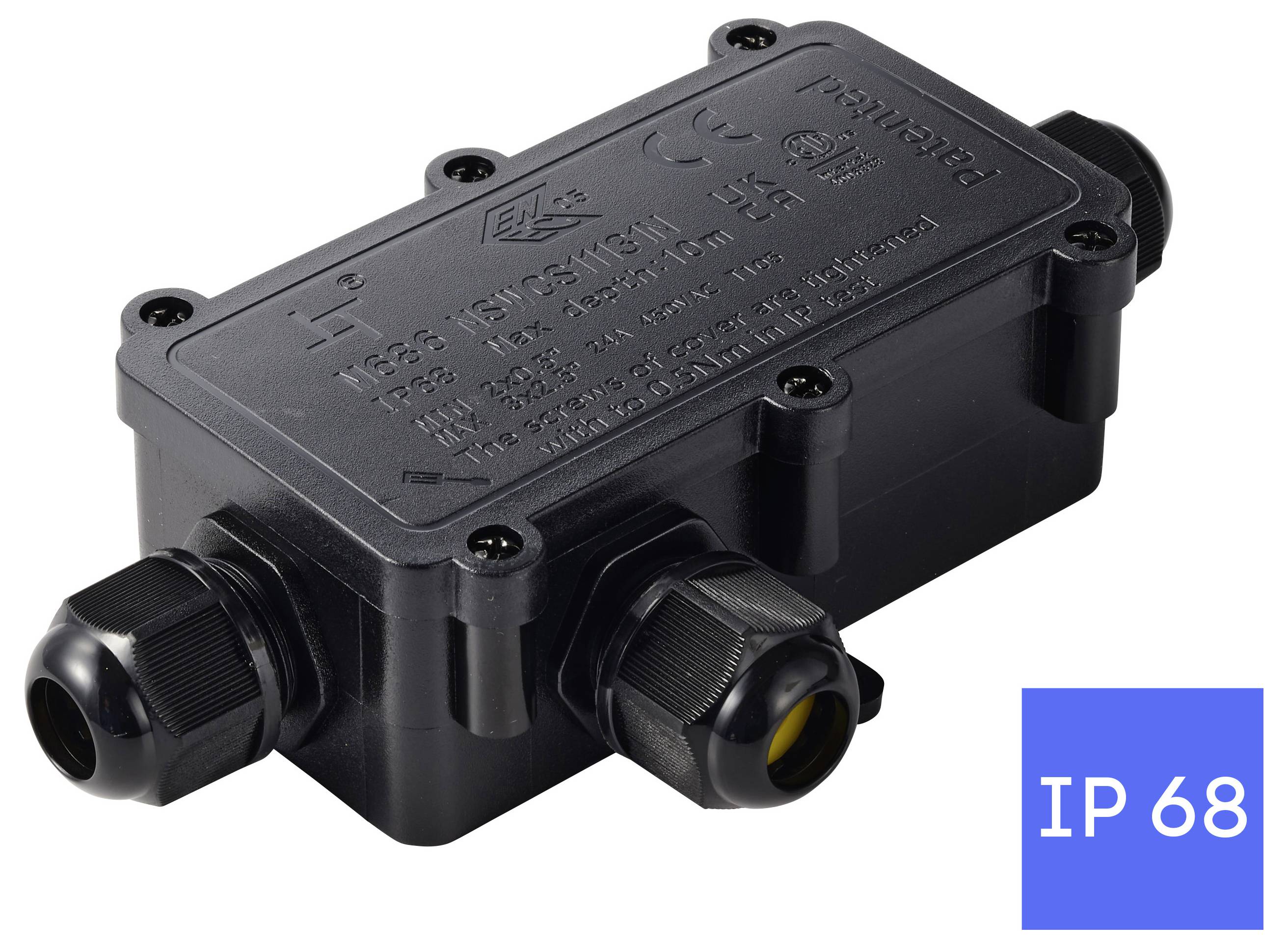 TRU COMPONENTS Abzeigdose IP68 wasserdicht 3 Eingänge, 0,5 - 2,5 mm² TC-14745272 Schwarz TRU COMPONENTS Inhalt: 1 St.-4