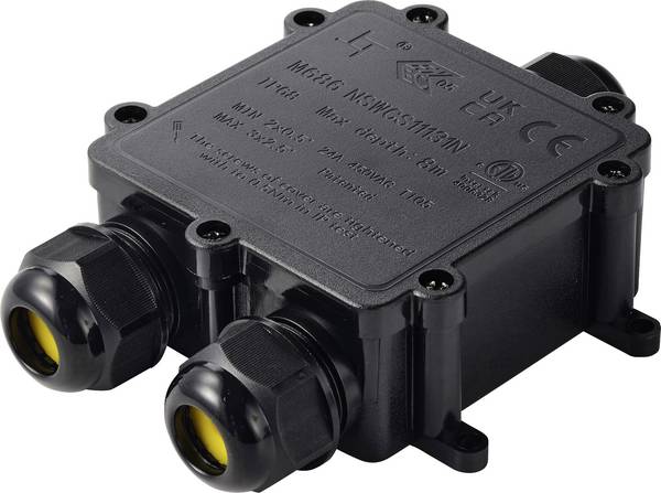 TRU COMPONENTS Abzeigdose IP68 wasserdicht, 3 Eingänge, 0,5 - 4,0 mm² TC-14745288  Schwarz TRU COMPONENTS Inhalt: 1 St.