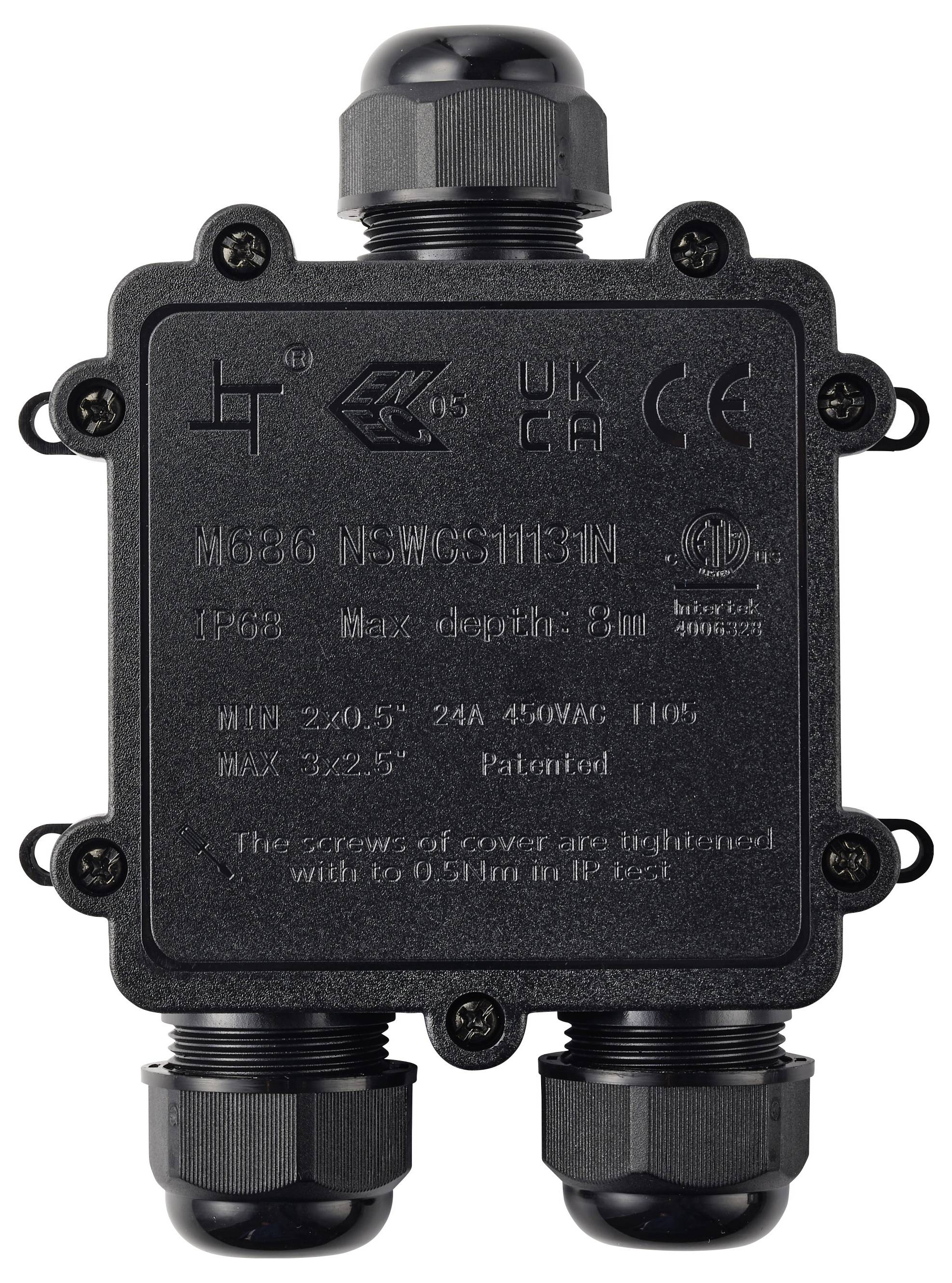 TRU COMPONENTS Abzeigdose IP68 wasserdicht, 3 Eingänge, 0,5 - 4,0 mm² TC-14745288 Schwarz TRU COMPONENTS Inhalt: 1 St.-1
