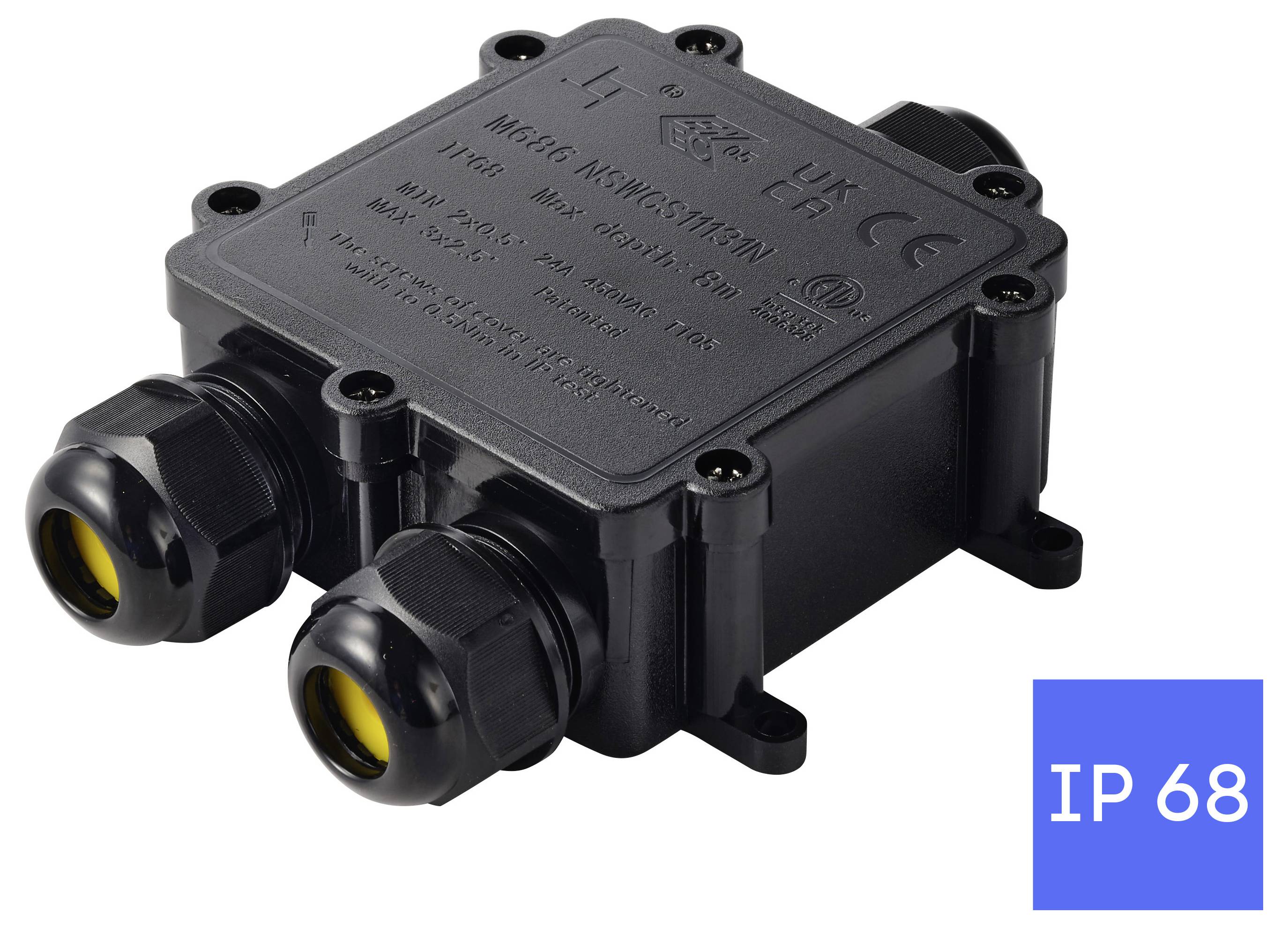 TRU COMPONENTS Abzeigdose IP68 wasserdicht, 3 Eingänge, 0,5 - 4,0 mm² TC-14745288 Schwarz TRU COMPONENTS Inhalt: 1 St.-4