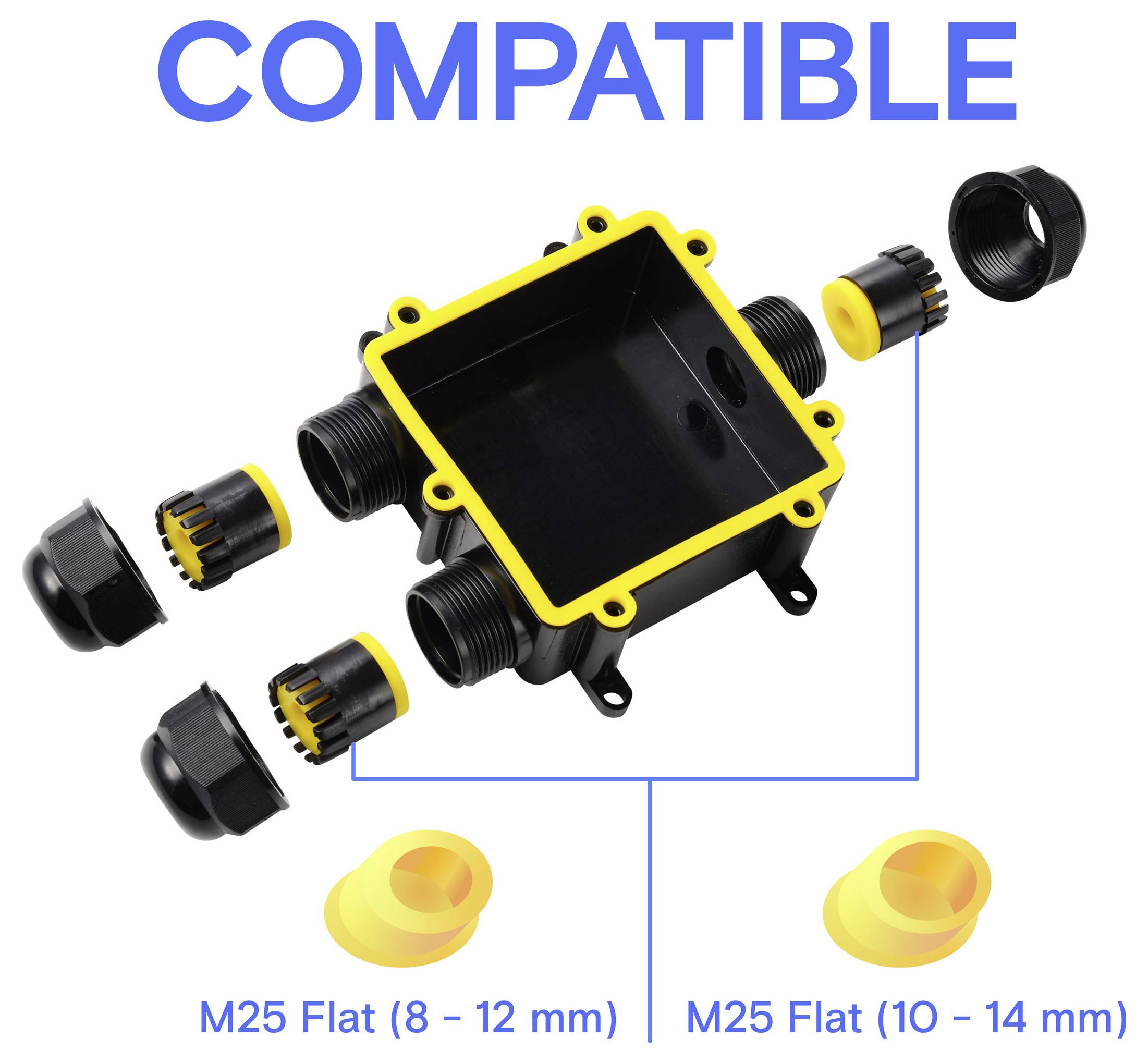 TRU COMPONENTS Abzeigdose IP68 wasserdicht, 3 Eingänge, 0,5 - 4,0 mm² TC-14745288 Schwarz TRU COMPONENTS Inhalt: 1 St.-5